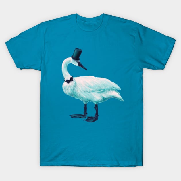 Funny Swan With Bowtie And Top Hat T-Shirt by Boriana Giormova